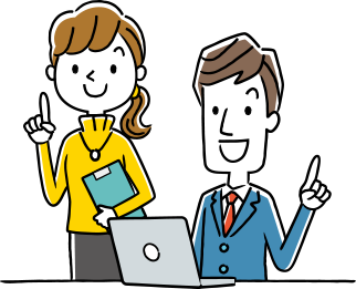 笑顔の女性と男性のイラスト