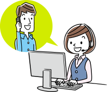 電話を受けるオペレーターの女性