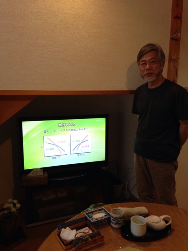 テレビ横の男性