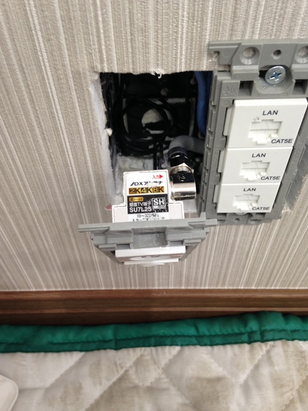 壁面のテレビアンテナ端子