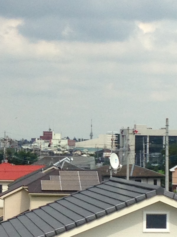 住宅街の奥に見える宇都宮タワー