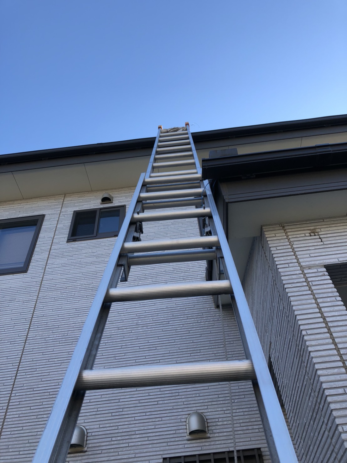 戸建住宅に立てかけた梯子