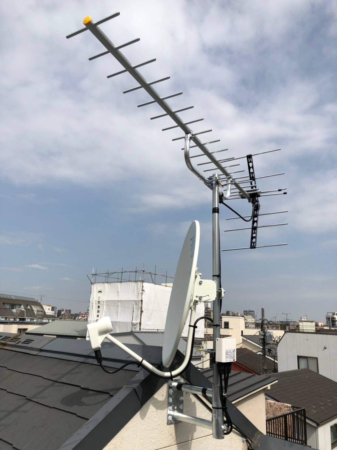 破風板のテレビアンテナ