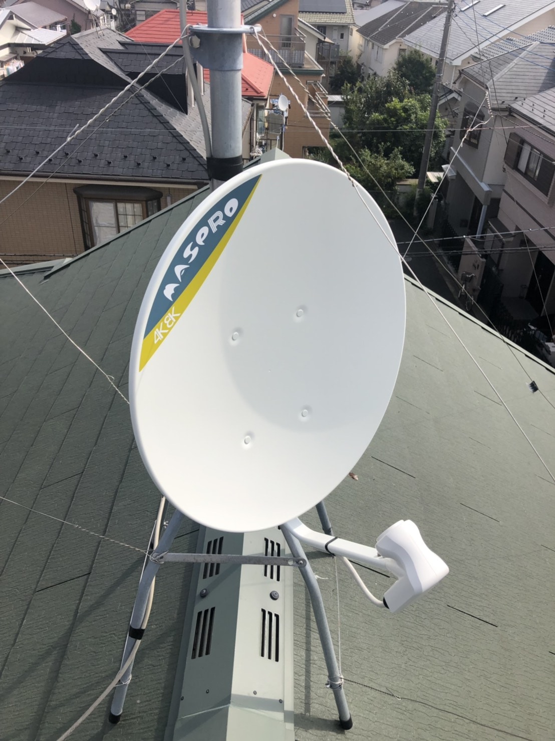 屋根上に新設した新4K8K放送対応BS/CSアンテナ