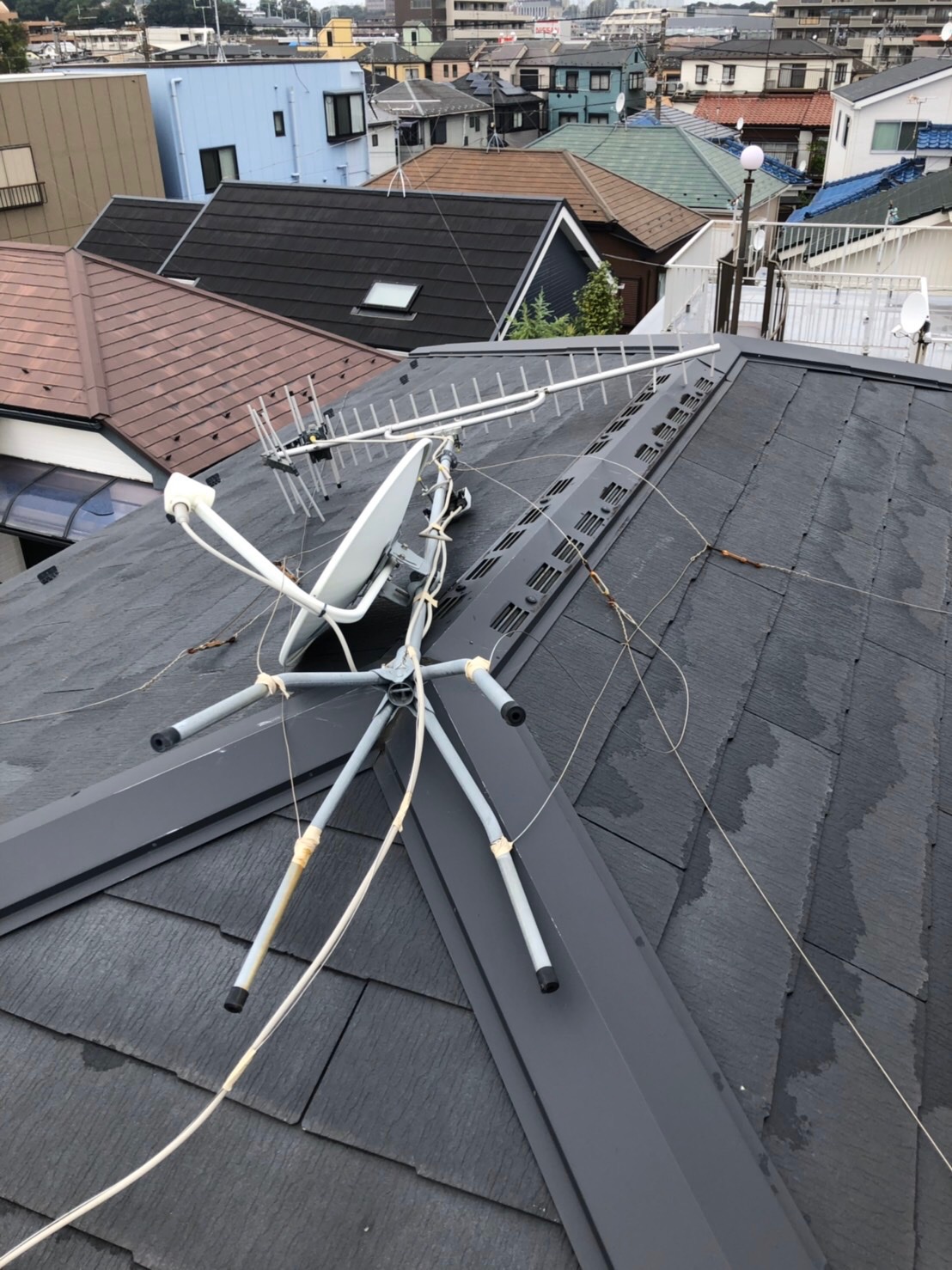 倒壊したテレビアンテナ