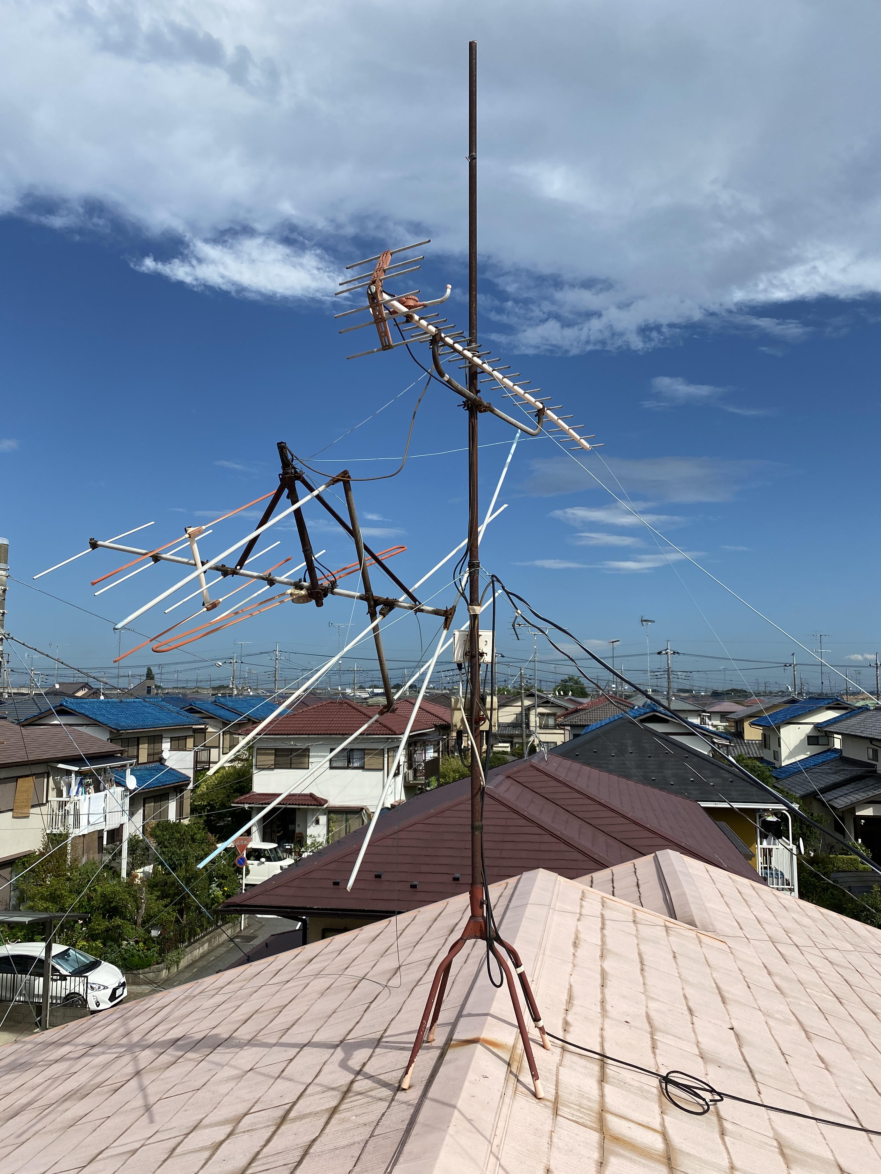 屋根上のテレビアンテナ