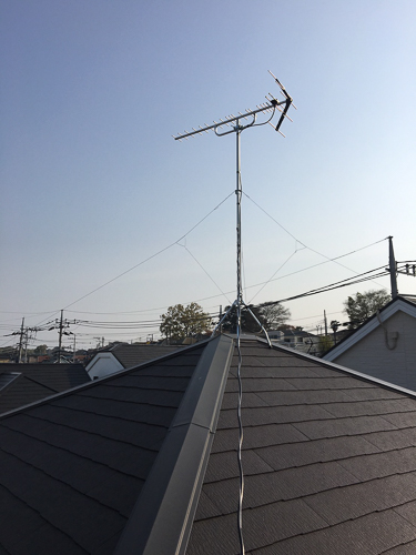 屋根上のテレビアンテナ
