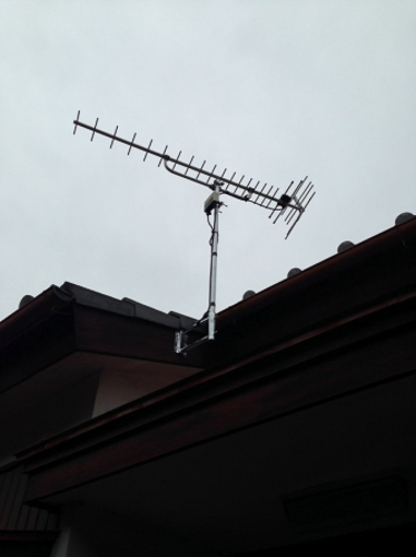 破風板のテレビアンテナ