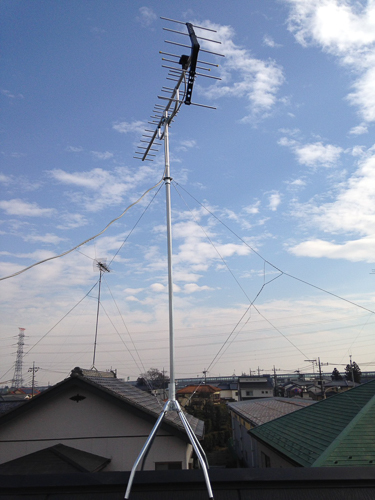 屋根上のテレビアンテナ