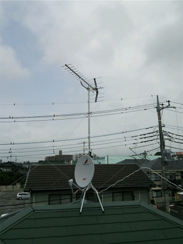屋根上のテレビアンテナ