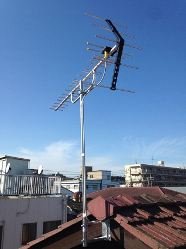 屋根上のテレビアンテナ
