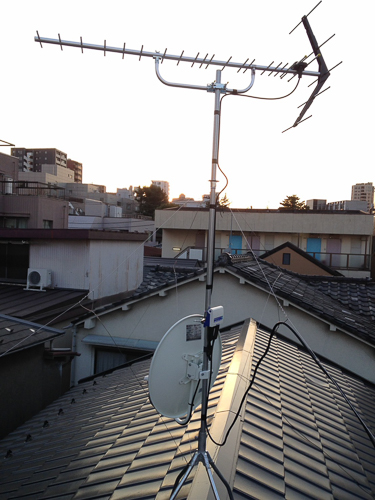 屋根上のテレビアンテナ
