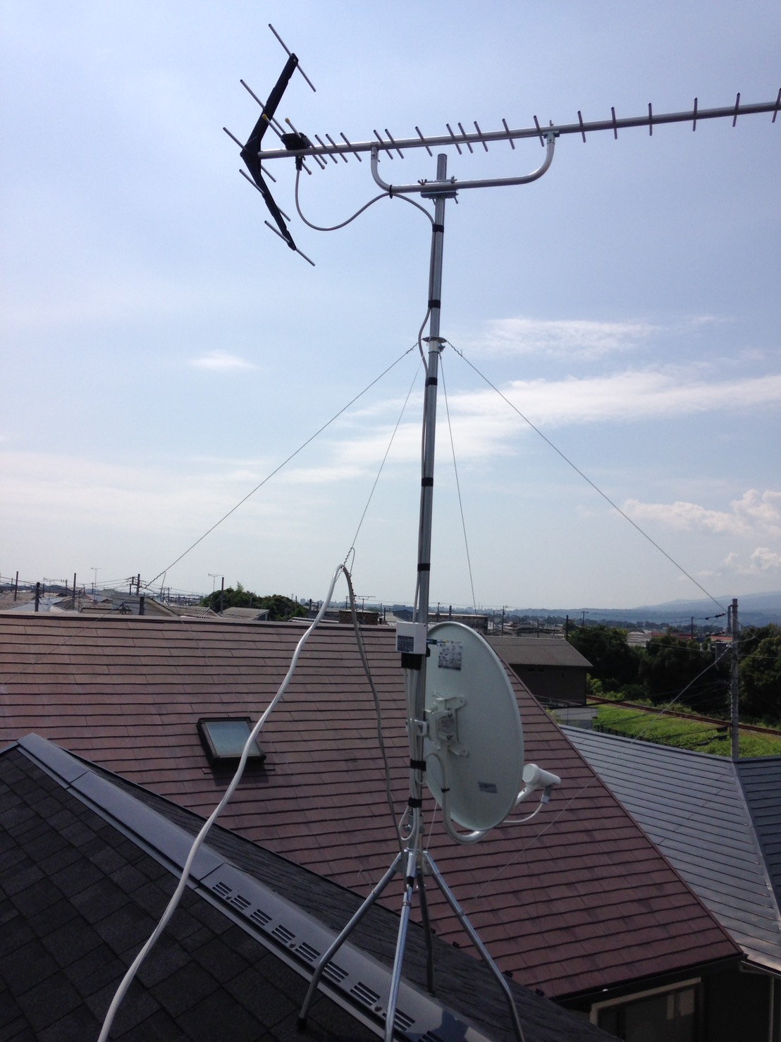 八木式アンテナとBS/CSアンテナの設置