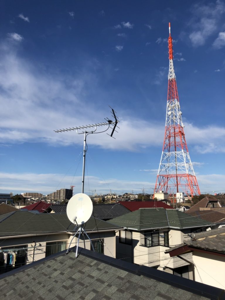 屋根上のテレビアンテナ