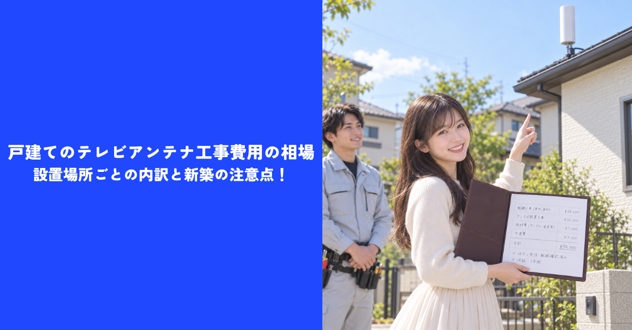 【解説】戸建てのテレビアンテナ工事費用の相場｜設置場所ごとの内訳と新築の注意点！