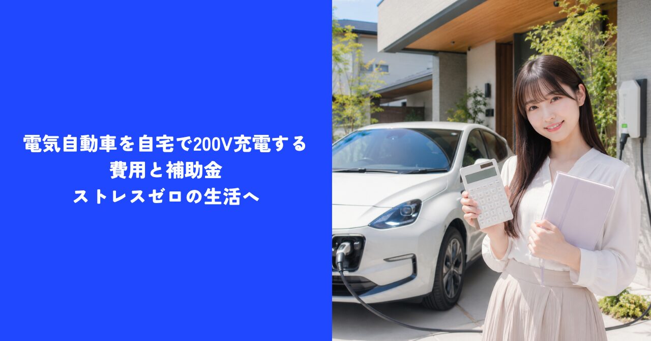 【最新版】電気自動車を自宅で200V充電する費用と補助金｜ストレスゼロの生活へ