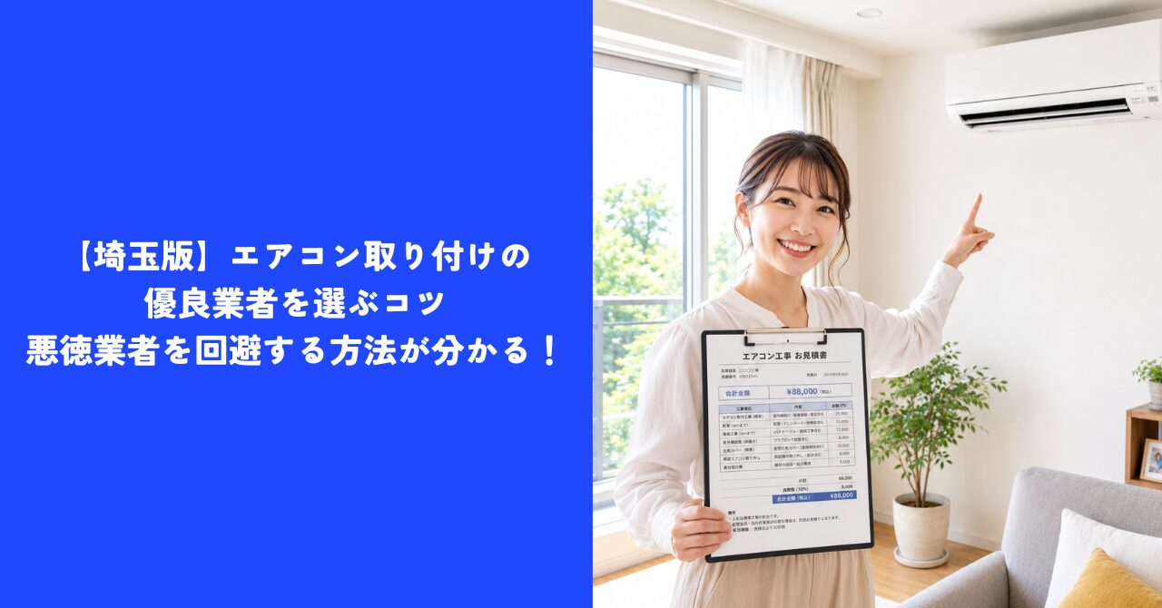 【埼玉版】エアコン取り付けの優良業者を選ぶコツ｜悪徳業者を回避する方法が分かる！