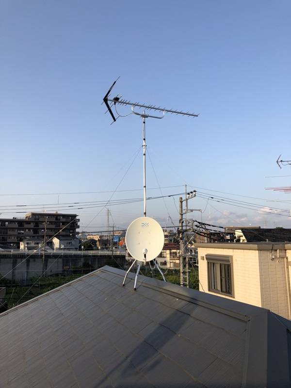 屋根上のテレビアンテナ